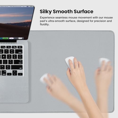 ALOANES Waterproof Gaming Mousepad Large Mouse Mat Non-Slip Rubber Base | Desk pad Keyboard Desk Mat for Computer, Office Home, Gray Mat Large(27.6"x11.8"x0.12") - color: 00- Gray, size: 27.6L x 11.8W inches