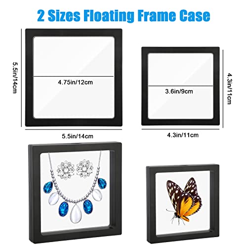 Linkstyle 10PCS Challenge Coins Display Stand Holder, 3D Floating Frame Transparent PE Floating Display Case, Jewelry Storage Box Suspension Frame for Medal, Medallion, Stamps - size: 4.3x4.3in, 5.5x5.5in