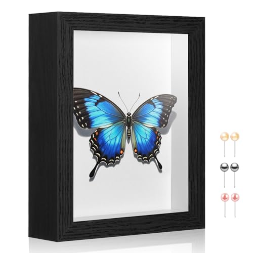 4x6 Shadow Box Picture Frame Display Case with Soft Linen Back-Real Glass,Small Mini Black Deep Shadow Box Frame 4x6 for Insect Medal Display Pet Photo Memorial Flower Craft - color: Black + Thickened Panel + Foam Packaging, size: 4x6