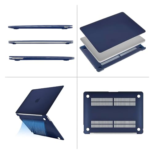 MOSISO Compatible with MacBook Air 13 inch Case M1 2021 2020 2019 2018 Release A2337 A2179 A1932 Touch ID, Plastic Hard Shell Cover&Keyboard Cover for MacBook Air 13.3 inch Case M1, Navy Blue - color: Navy Blue