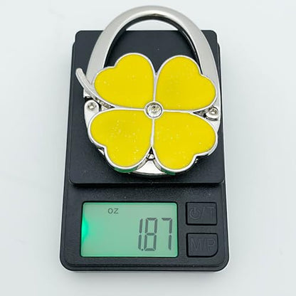ROFLYER Four Leaf Clover Design Foldable Handbag Hanger Folding Purse Table Hook Holder (Yellow) - color: Yellow