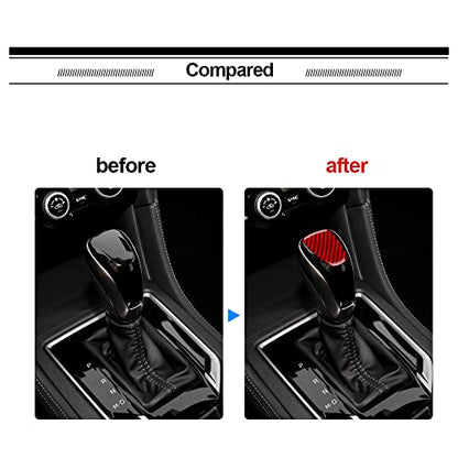 AIRSPEED Car Gear Shift Knob Head Cover Sticker Carbon Fiber Interior Trim for Subaru Impreza 2017-2023 Crosstrek 2018-2023 Accessories (Red) - color: Knob Head Cover-Red