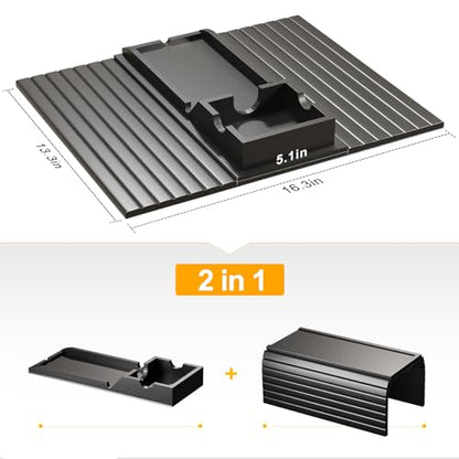 Bestjing Bamboo Couch Armrest Table, Sofa Arm Tray with Detachable Couch Cup Holder- 2 in 1 Anti-Slip Foldable Sofa Armchair Caddy Table for Drinks Cellphone TV Remote Snacks (Black) - color: Black, size: 16.3" x 13.3" x 2"