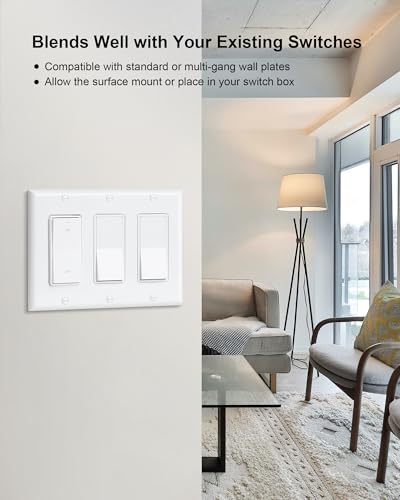 Wireless Remote Control Outlet, Decorator Rocker Wall Switch, 200FT Long Range, Mini Remote Outlet Plug, 15A/1875W High-Power for Lamps, Lights, Household Appliances(2 Switches and 1 Outlet) - size: 2 Switches + 1 Outlet
