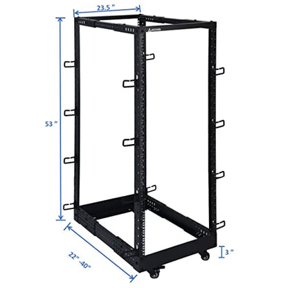 AEONS 27U 4-Post IT Open Frame Server Rack 19 Inch Depth-Adjustable (22" to 40") Network Equipment AV Gear w/Casters and Cable Management - style: 27U-4Post