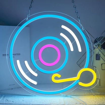 Record Neon Signs for Wall Decor，Led Neon Lightfor Live Room, Game Room, Broadcasting Room, Music Studio - style: Record