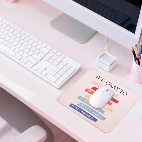 Mouse Pad for Desk with Stitched Edge, Premium Cute Washable Mouse Pads. Computer Mousepad with Non-Slip Rubber Base, Mousepads for Laptop, 9.25x7.75x0.12 inch (It's OK) - color: It's OK