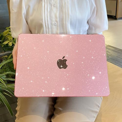 MEEgoodo Case for MacBook Air 13 inch 2021 2020 2019 2018 Released A2337 M1 A2179 A1932 with Touch ID, Thin Soft PC Hard Shell with Keyboard Cover Compatible with MacBook Air Case 13.3, Glitter Pink - color: Glitter Pink