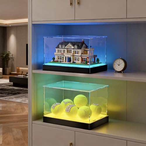 Light Up Acrylic Display Case with RGBW LED Lights, USB Powered with Switch Panel & App Control, Clear Collectible Display Box for 1: 18 Car Models & 1:24 Die-Casting Cars, 13x6.7x6.3 Inch - size: 13''(L) x 6.7''(W) x 6.3''(H)