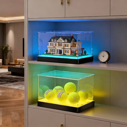 Light Up Acrylic Display Case with RGBW LED Lights, USB Powered with Switch Panel & App Control, Clear Collectible Display Box for 1: 18 Car Models & 1:24 Die-Casting Cars, 13x6.7x6.3 Inch - size: 13''(L) x 6.7''(W) x 6.3''(H)