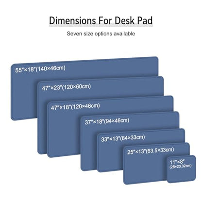 Dual Sided Leather Desk Mat - Waterproof Desk Pad - Ideal for Large Mouse Pad and Desk Mats on Top of Desks (Blue, 25"*13") - color: Blue, size: 25" x 13"