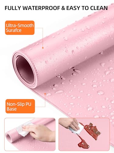 TopMade Mouse Pad with 15W Wireless Charging, XXL Large Leather Desk Mat, Waterproof Gaming Mousepad Home Office Desk Pad Protector, Computer Keyboard Pad, Mouse Mat for MacBook, PC, Laptop, Pink - color: Pink