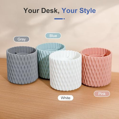 Pencil Holder - 360° Rotation, 5 Slot Desk Supplies For Women Office Aesthetic. Pencil Holder For Office&School, Desk Accessories(Grey) - color: grey