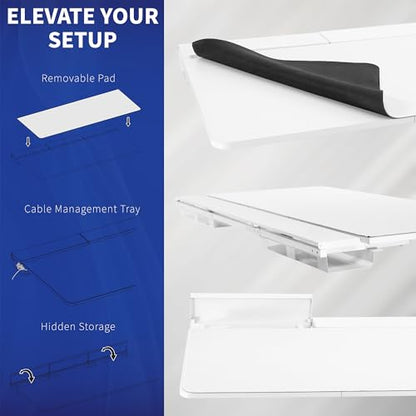 VIVO White 60 x 30 in Stand Up Desk, DESK-KIT-1G6-P3W | Electric, Holds 220 lbs, Sit Stand, Height Adjustable Table, Cable Tray, Full-Size Mouse Pad, Office Furniture, Gray Frame - color: White Top / Gray Frame, size: 60 x 30
