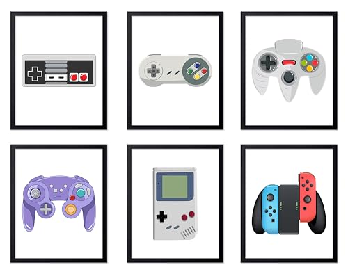 Poster Master 6-Piece Video Game Controller Print - Gaming Poster - Geeky & Gamer Art - Minimal Consoles Wall Design - Great Game Room or Boy's Bedroom Decor - 11x14 UNFRAMED Wall Art - color: Style-06, size: 11"L x 14"W