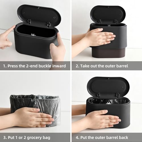 SUBEKYU 0.5 Gal Mini Countertop Trash Can with Lid for Desktop, Small Garbage Can for Office, Tiny Wastebasket, Plastic,Black - color: Black 0.5 Gal with Lid