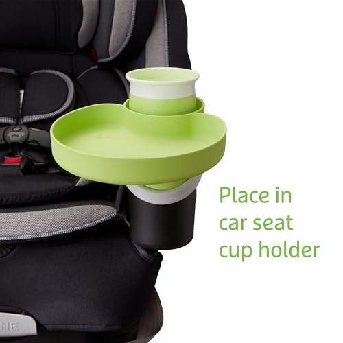 Munchkin Carseat Tray with Miracle 360 Sippy Cup for Toddlers 1-3 - Travel & Road Trip Accessory for Kids, Mess-Free Snacking and Spill Proof Drinking in The Car, Green - color: Green