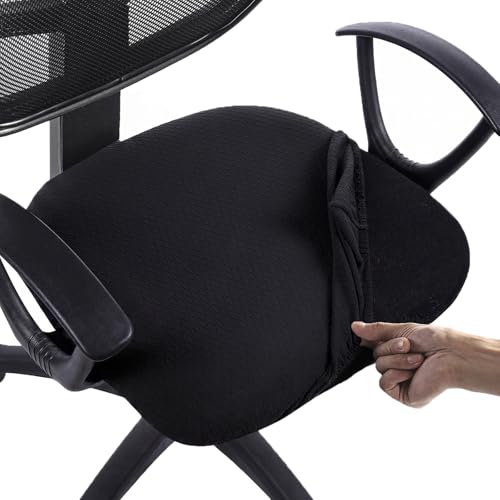 Stretch Jacquard Office Chair Cover, Removable Washable Desk Chair Cover, Anti-dust Seat Cushion Protectors - Black Diamond - color: Black Diamond, size: Chair Seat Cover
