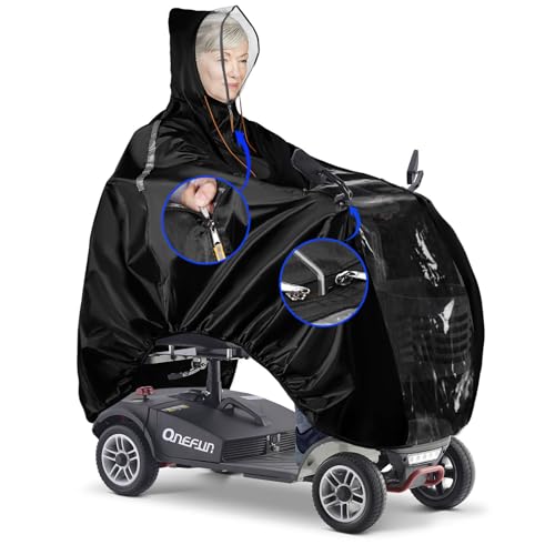 Mobility Scooter Rain Cover, 420D Oxford & EVA Fabric Electric Vehicle Rain Covers, Mobility Scooter Cover Waterproof Outdoor Wheelchair Poncho, Rain Poncho Cycling Jacket Suit