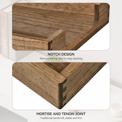 KIRIGEN Wood Letter Tray, Single-Tier Front-Load Desktop Paper Organizer, Brown Wooden Document Tray for Letter and A4 Paper, File Folder, Mail, Home Office Desk, 13.77 x 10.62 x 2.16 Inch, TP-DBR - color: Dark Brown
