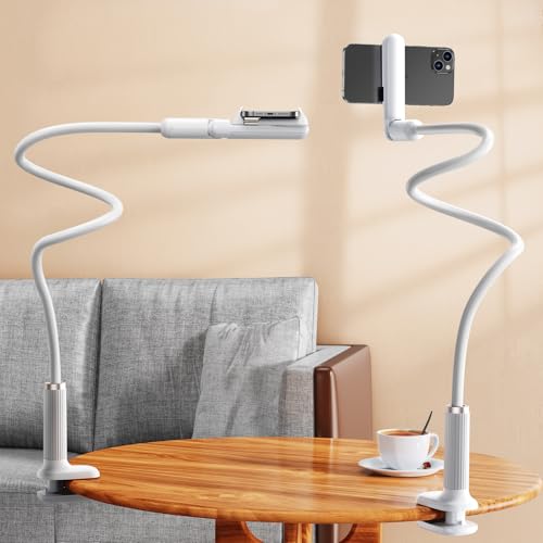 Gooseneck Phone Holder for Bed, Flexible Long Arm Cell Phone Stand with Clamp Mount, 900°Rotation Overhead Phone Mount for Bedside,Headboard,Desk, Universal for 4-7" Phone (35.43 Inches Length) - size: 35.43 Inches Length