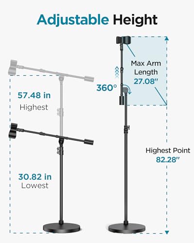InnoGear Mic Stand, Max Height 82.28" Microphone Stand Floor Detachable Boom Mic Arm Stands with Weighted Base for Blue Yeti HyperX QuadCast Shure SM58 Samson Q2U Fifine K669B Singing Stage