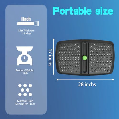 1 inch Thick Anti Fatigue Kitchen Mat Standing Mat with Massage Ball, Non Slip Standing Desk Mat with Massage Point, Multi-Purpose Comfort Floor Mat for Feet, Office, Home (Black, 17"x28"x1") - size: 28"L x 17"W x 1"Th