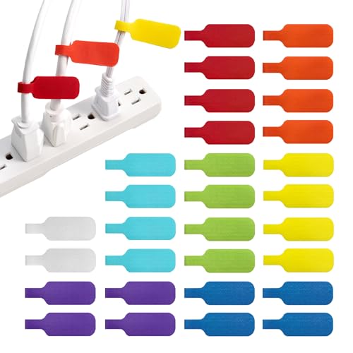 Wrap-It Storage - Cable Labels, Medium, Multi-Color (30-Pack) Write On Cord Tags for Wire Management and Identification - color: Assorted Colors, size: Medium