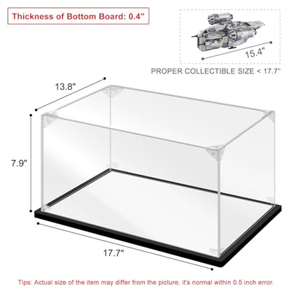 Acrylic Display Case for Collectibles - Assemble Display Box for Lego 75292 Model Toys - Clear Case for Display Football Trophy Figures - Showcase (Black, 17.7x13.8x7.9 inch) - size: 17.7*13.8*7.9 inch