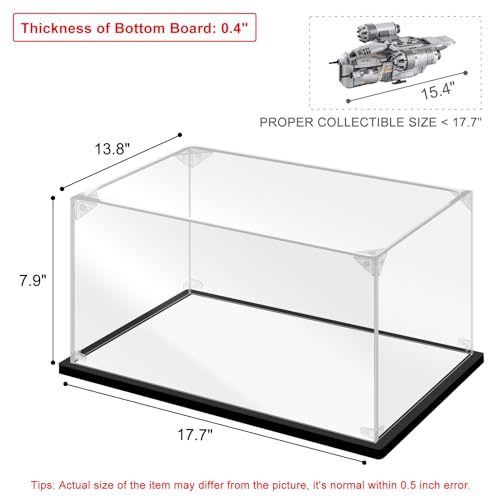 Acrylic Display Case for Collectibles - Assemble Display Box for Lego 75292 Model Toys - Clear Case for Display Football Trophy Figures - Showcase (Black, 17.7x13.8x7.9 inch) - size: 17.7*13.8*7.9 inch