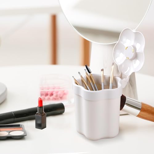 CEYAZYE Cute Desktop Mini Trash Can with 5 Roll Bags | Small Garbage Cans with Lid for Tabletop Countertop, Plastic Waste Basket Recycling Bin for Office Bathroom Bedroom Kitchen