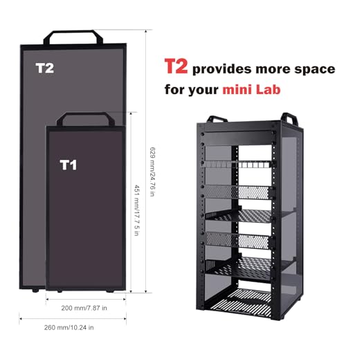 GeeekPi 12U Network Rack, 10 inch Mini Server Rack for Network, Servers, Audio, and Video Equipment, DeskPi RackMate T2 Rackmount, 10.23 inch Depth - color: Black