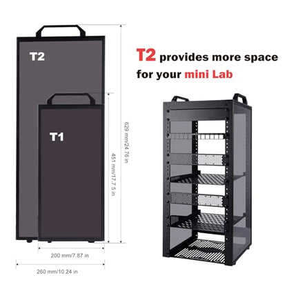 GeeekPi 12U Network Rack, 10 inch Mini Server Rack for Network, Servers, Audio, and Video Equipment, DeskPi RackMate T2 Rackmount, 10.23 inch Depth - color: Black