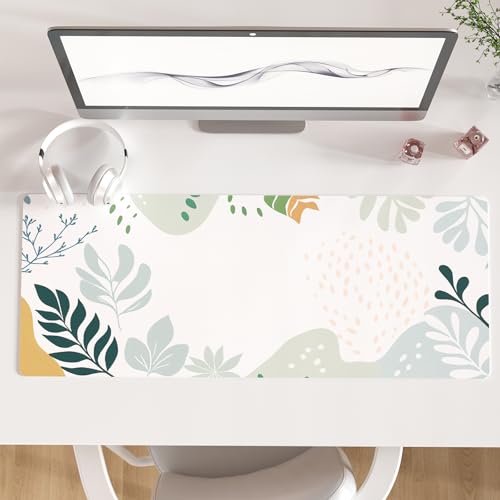 Colorful Star Abstract Boho Large Mouse Pad, Waterproof Green White Desk Mat, Double Sided Computer Gaming Mouse Pad, XL Full Desk Mousepad Non Slip Writing Pad for School Office Home 31.5" x 11.8" - color: Silhouette Plants-a, size: 31.5L x 11.8W inches