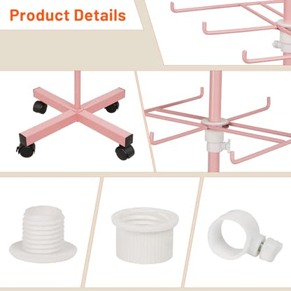 Flenpptly Retail Display Stand Rotating Display Stand 4 Tier Spinning Display Stand for Craft Shows, Jewelry, Keychain, Earring Adjustable Height Retail Display Racks (Pink) - color: 4-Tier Pink