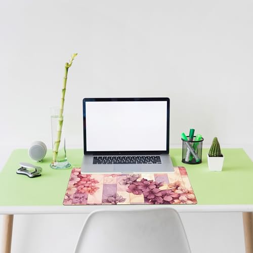 Flower Desk Mat Large Mouse Pad Gaming Mousepad 31.5 x 15.8 in | Desk Pad for Keyboard and Mouse, Large Non-Slip Rubber Base Mousepad Desk Mat with Stitched Edges for Gaming Office - color: Colorful Marble and Flower