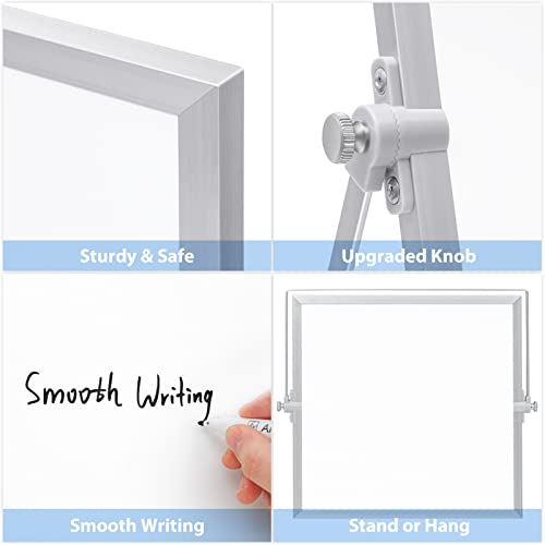ARCOBIS Small WhiteBoard with Stand 10" X 10", Magnetic Double-Sided Dry Erase White Board Easel for Desk Students Home Office - color: Silver, size: 10"W x 10"H