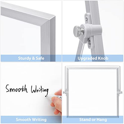 ARCOBIS Small WhiteBoard with Stand 10" X 10", Magnetic Double-Sided Dry Erase White Board Easel for Desk Students Home Office - color: Silver, size: 10"W x 10"H