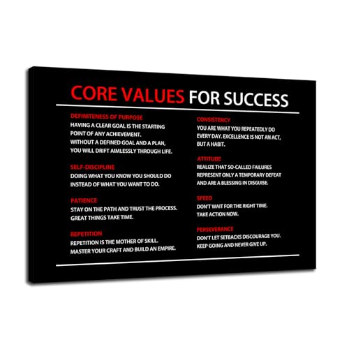 Inspirational Canvas Poster Core Values for Success Wall Art Painting Artwork Motivational Picture Print Wall Decor for Office Home Living Room Bedroom Wooden Framed Ready to Hang [12''Wx 18''H] - color: A-ONE-19, size: 12"L x 18"W