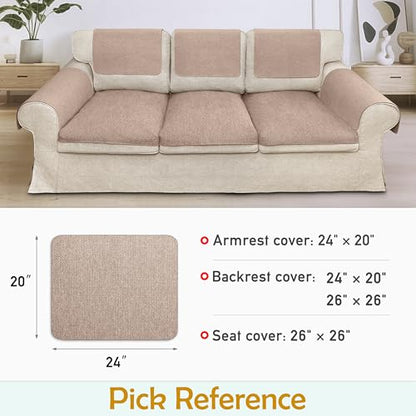 Couch Arm Covers, Waterproof Armrest Cover for Sofa, Loveseat, Armchair, Non-Slip Recliner Arm Cover, Sofa Arm Covers, Headrest Cover, Arm Chair Covers Set of 2 (Khaki, 24"×20") - color: Khaki, size: 24" x 20" - 2 pcs