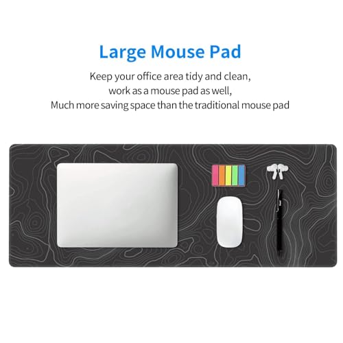 Topographic Contour Extended Big Mouse Pad Large,Gaming Mouse Pad Desk Pad,31.5×11.8 Inch Long Computer Keyboard Mouse Mat Mousepad with 3mm Non-Slip Base and Stitched Edge for Gaming and Office - color: Topographic Contour
