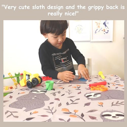 Splat Mat for Baby – Under High Chair Floor Mat Protects Wood, Vinyl and Carpet from Spills – Waterproof 4 Layer Baby Mat with Anti-Skid Backing Deters Bunching and Sliding (51” x 51”) - color: Sloth