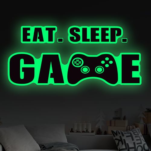 Eat Sleep Game Wall Decal Gamer Boy Wall Stickers Video Game Decor Gaming Controller Decals for Boys Room Kids Bedroom Home Playroom Decor(23.6 x 10 Inch,Classic Style)