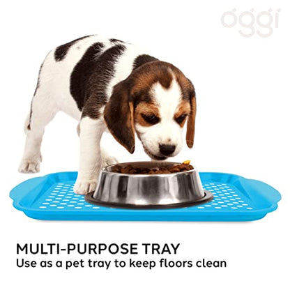 OGGI Anti Slip Serving Tray with Handles- Blue Rectangle Serving Tray - Ideal for Eating, Breakfast, Food Tray, Appetizer, Serving - color: Aqua, size: 17.3" x 11.5" x 1.3"