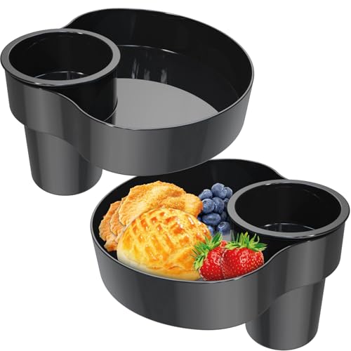 Car Seats Snack Trays for Toddler, Car Seat Cup Holder for Kids -Toddler Road Trip Essentials, Car Cup Holder for Safety Seats, Fits Stroller & Booster (2PCS Black) - color: 2PCS Black