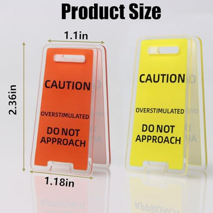 8 Pack Funny Sticky Note Holder - Caution Overstimulated Desk Sign, Answer Desk Rates Sign for Work, Mini Funny Office Decor (Yellow+Red)
