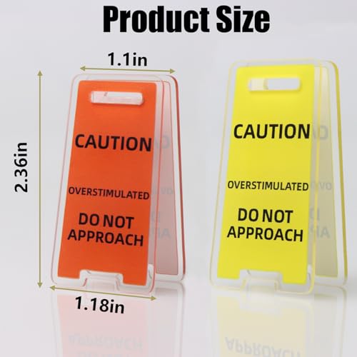 8 Pack Funny Sticky Note Holder - Caution Overstimulated Desk Sign, Answer Desk Rates Sign for Work, Mini Funny Office Decor (Yellow+Red)