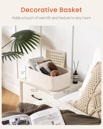 Small Woven Basket, 13.5 x 9.5 x 5 Inches, Storage Basket for Organizing, Cute Small Rope Shelf Closet Cube Storage Bins Baskets for Shelves, Dog Toy Gift Baskets Empty, 3 Packs, Off White - color: Off White, size: 13.5"L x 9.5"W x 5"H