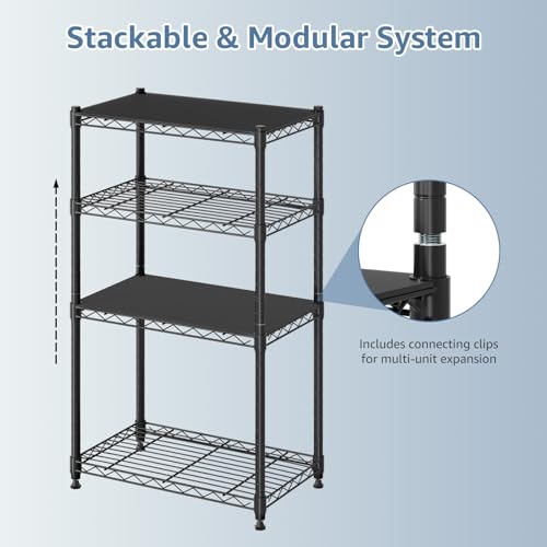 DUMOS 2-Tier Metal Wire Storage Shelves, Adjustable Standing Storage Rack Shelf, Heavy Duty Steel Shelving Unit Organizers for Kitchen Bathroom Pantry Garage, 23.1" Wx13.1 Dx22.1 H, Black - size: 2 Tiered-22.1"H without wheels