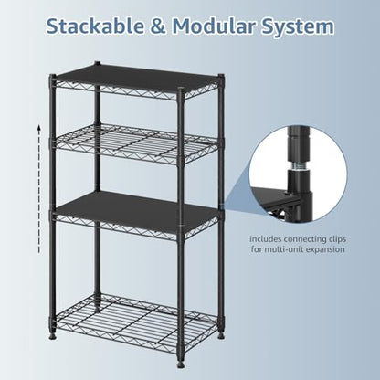 DUMOS 2-Tier Metal Wire Storage Shelves, Adjustable Standing Storage Rack Shelf, Heavy Duty Steel Shelving Unit Organizers for Kitchen Bathroom Pantry Garage, 23.1" Wx13.1 Dx22.1 H, Black - size: 2 Tiered-22.1"H without wheels